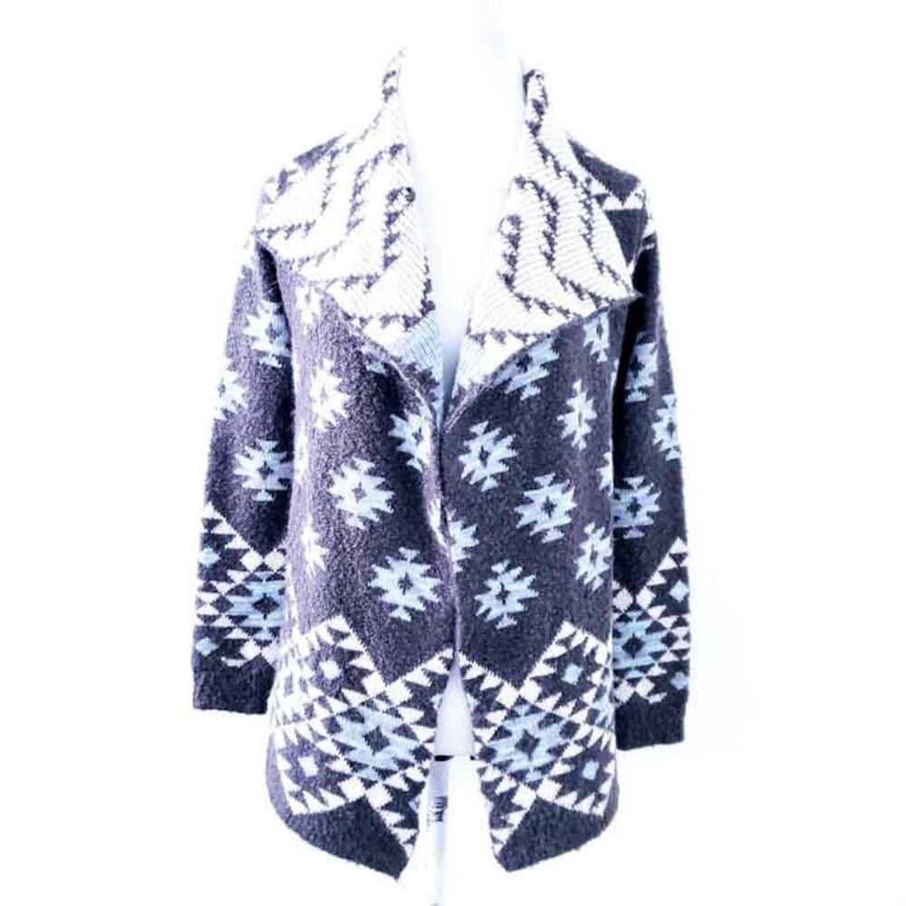 Eyeshadow Southwest Cardigan Sweater Aztec Style Blue Gray XS XSMALL Women